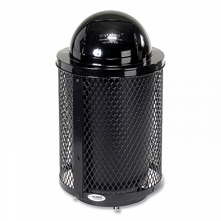 Outdoor Diamond Steel Trash Can with Base, 36 gal, Black (261948BKD)