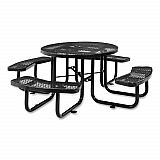 Expanded Steel Picnic Table, Round, 46" Dia x 29.5"h, Black Top, Black Base/Legs (277150BK)