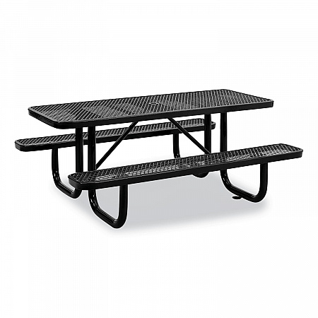 Expanded Steel Picnic Table, Rectangular, 72 x 62 x 29.5, Black Top, Black Base/Legs (277152BK)