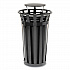 Outdoor Slatted Steel Trash Can, Rain Bonnet Lid, 24 gal, Black (260803BK)
