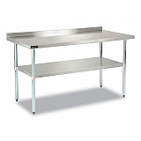 Work Table with Undershelf with Backsplash, Rectangular, 60 x 30 x 35, Silver Top, Silver Base/Legs (319060)