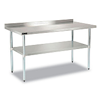 Work Table with Undershelf with Backsplash, Rectangular, 60 x 30 x 35, Silver Top, Silver Base/Legs (319060)