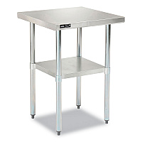 Work Table with Undershelf, Square, 24 x 24 x 35, Silver Top, Silver Base/Legs (319054)