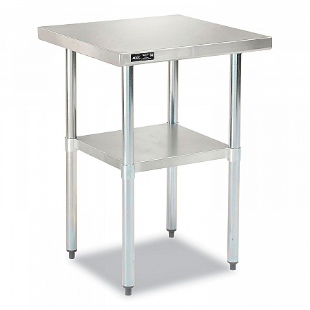 Work Table with Undershelf, Square, 24 x 24 x 35, Silver Top, Silver Base/Legs (319054)