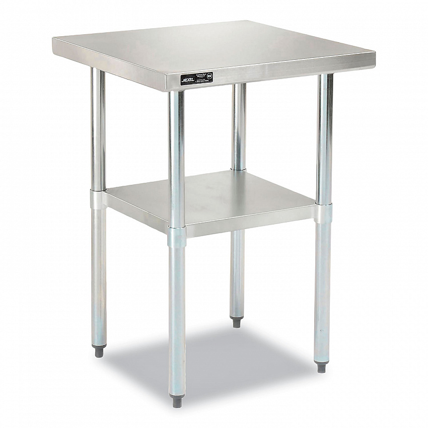 Work Table with Undershelf, Square, 24 x 24 x 35, Silver Top, Silver Base/Legs (319054)
