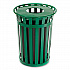 Outdoor Slatted Steel Trash Can, 36 gal, Green (237726GN)