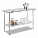 Work Table with Undershelf, Rectangular, 72 x 30 x 35, Silver Top, Silver Base/Legs (319057)