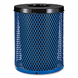 Outdoor Diamond Steel Trash Can, 36 gal, Blue (261924BL)
