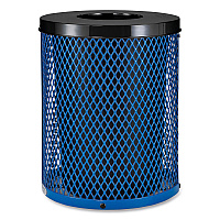 Outdoor Diamond Steel Trash Can, 36 gal, Blue (261924BL)