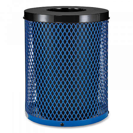 Outdoor Diamond Steel Trash Can, 36 gal, Blue (261924BL)