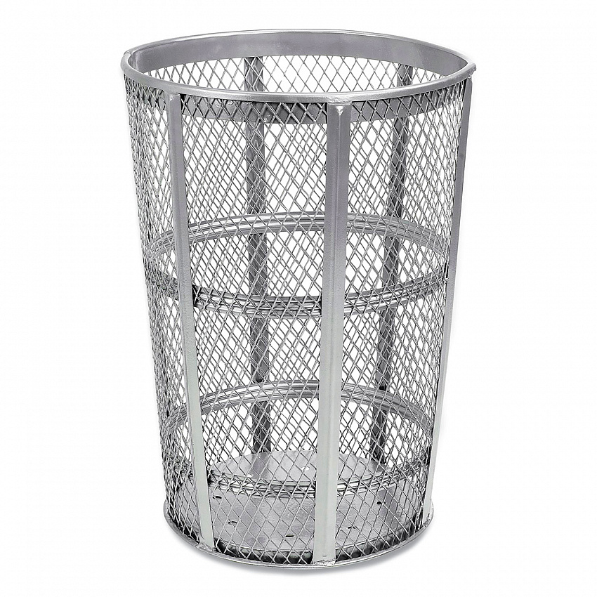 Steel Mesh Corrosion Resistant Trash Can, 48 gal, Silver (237633)