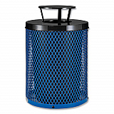 Outdoor Diamond Steel Trash Can, Rain Bonnet Lid, 36 gal, Blue (261926BL)