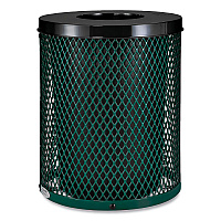 Outdoor Diamond Steel Trash Can, 36 gal, Green (261924GN)