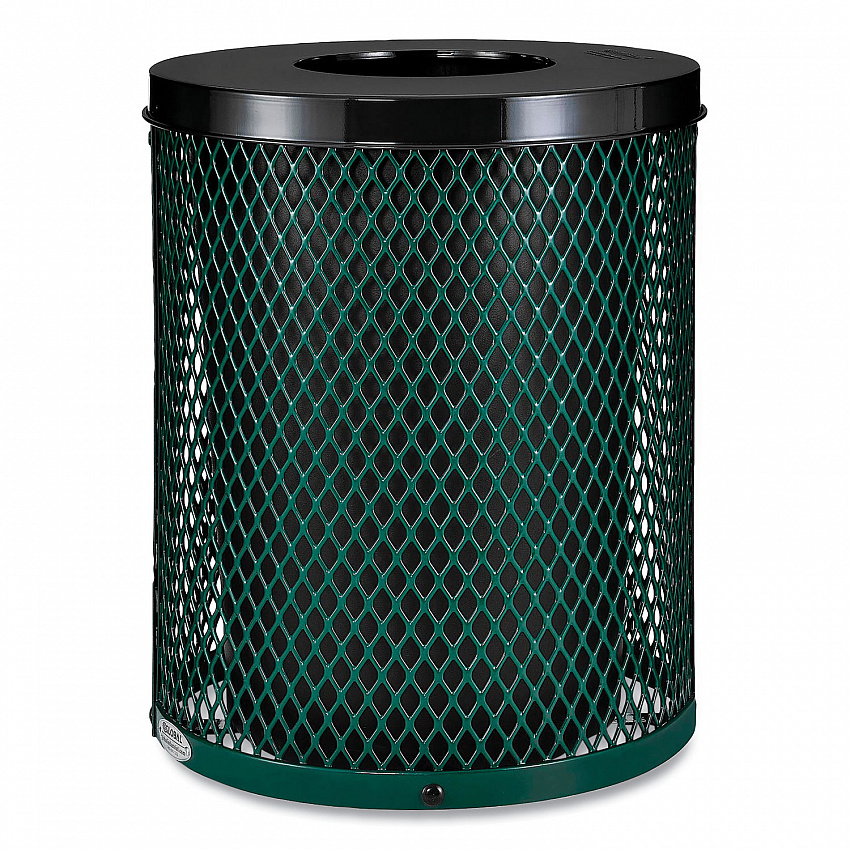 Outdoor Diamond Steel Trash Can, 36 gal, Green (261924GN)