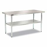 Work Table with Undershelf, Rectangular, 48 x 30 x 35, Silver Top, Silver Base/Legs (493598)