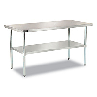 Work Table with Undershelf, Rectangular, 48 x 30 x 35, Silver Top, Silver Base/Legs (493598)