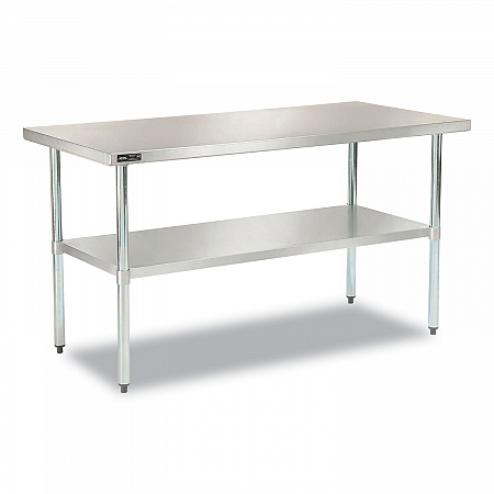 Work Table with Undershelf, Rectangular, 48 x 30 x 35, Silver Top, Silver Base/Legs (493598)