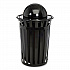 Outdoor Slatted Steel Trash Can, Dome Lid, 36 gal, Black (261944BK)
