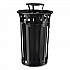 Outdoor Slatted Steel Trash Can, With Access Door and Rain Bonnet Lid, 36 gal, Black (261941BK)