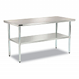 Work Table with Undershelf, Rectangular, 60 x 30 x 35, Silver Top, Silver Base/Legs (319056)