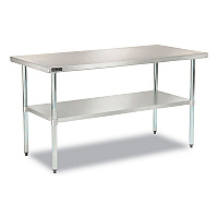 Work Table with Undershelf, Rectangular, 60 x 30 x 35, Silver Top, Silver Base/Legs (319056)