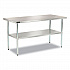 Work Table with Undershelf, Rectangular, 60 x 30 x 35, Silver Top, Silver Base/Legs (319056)