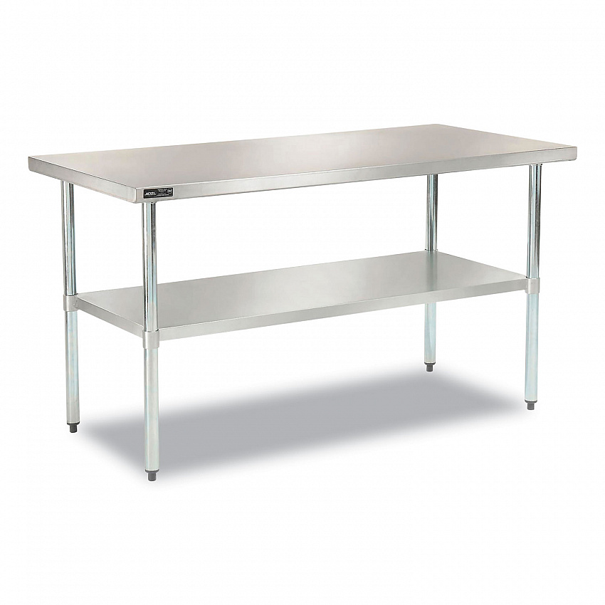 Work Table with Undershelf, Rectangular, 60 x 30 x 35, Silver Top, Silver Base/Legs (319056)
