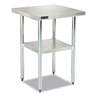 Work Table with Undershelf, Square, 30 x 30 x 35, Silver Top, Silver Base/Legs (493596)