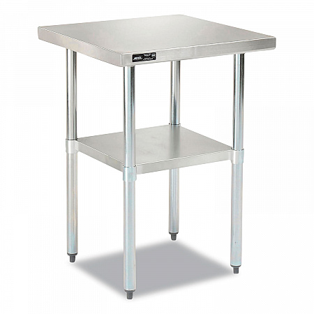 Work Table with Undershelf, Square, 30 x 30 x 35, Silver Top, Silver Base/Legs (493596)