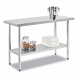 Work Table with Undershelf, Rectangular, 48 x 24 x 35, Silver Top, Silver Base/Legs (319055)