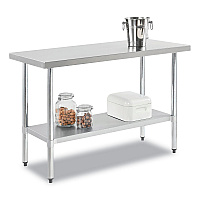 Work Table with Undershelf, Rectangular, 48 x 24 x 35, Silver Top, Silver Base/Legs (319055)