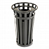 Outdoor Slatted Steel Trash Can, 24 gal, Black (237725BK)