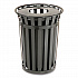 Outdoor Slatted Steel Trash Can, 36 gal, Black (237726BK)