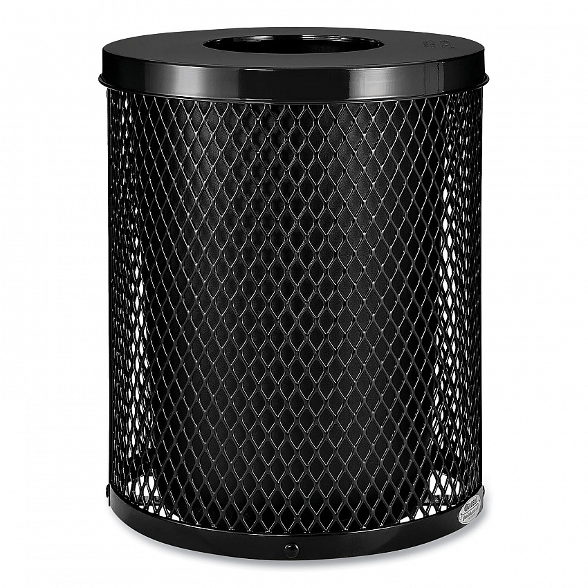 Outdoor Diamond Steel Trash Can, 36 gal, Black (261924BK)