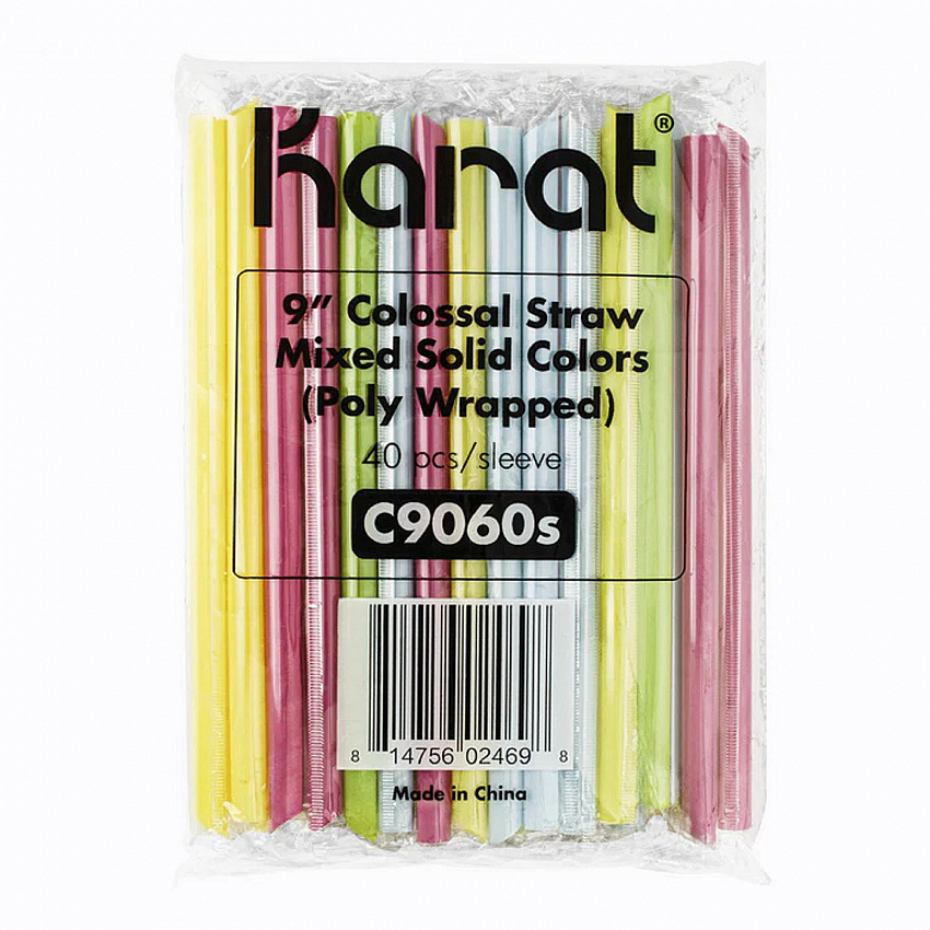 Boba Straws, 9", Plastic, Assorted Colors, 1,600/Carton (C9060SMIXED)