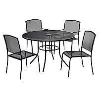 Interion Mesh Cafe Table and Chair Sets, Round, 36" Dia x 29"h, Black Top, Black Base/Legs (695972)