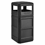 Square Plastic Waste Receptacle, Dome Lid with Open Sides, 42 gal, Black (641414BK)