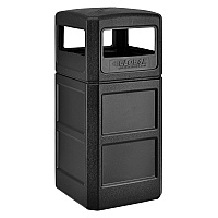 Square Plastic Waste Receptacle, Dome Lid with Open Sides, 42 gal, Black (641414BK)