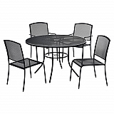 Interion Mesh Cafe Table and Chair Sets, Round, 48" Dia x 29"h, Black Top, Black Base/Legs (695971)