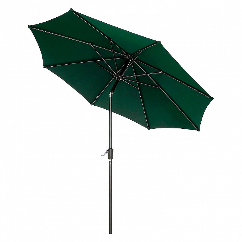 Outdoor Umbrella with Tilt Mechanism, 102" Span, 94" Long, Green Canopy, Black Handle (695329)