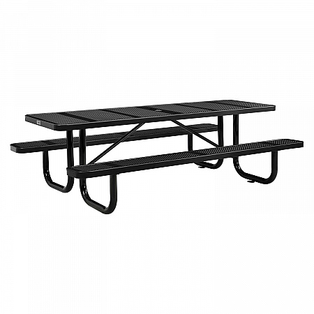 Perforated Steel Picnic Table, Rectangular, 72 x 62 x 29.5, Black Top, Black Base/Legs (694555BK)