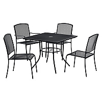 Interion Mesh Cafe Table and Chair Sets, Square, 48 x 48 x 29, Black Top, Black Base/Legs (695973)