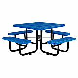 Perforated Steel Picnic Table, Square, 81 x 81 x 29.5, Blue Top, Blue Base/Legs (694551BL)