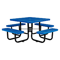 Perforated Steel Picnic Table, Square, 81 x 81 x 29.5, Blue Top, Blue Base/Legs (694551BL)