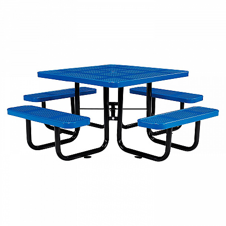 Perforated Steel Picnic Table, Square, 81 x 81 x 29.5, Blue Top, Blue Base/Legs (694551BL)