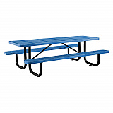 Perforated Steel Picnic Table, Rectangular, 72 x 62 x 29.5, Blue Top, Blue Base/Legs (694555BL)