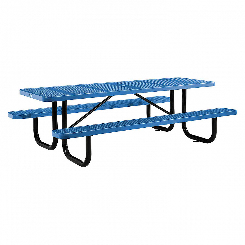 Perforated Steel Picnic Table, Rectangular, 72 x 62 x 29.5, Blue Top, Blue Base/Legs (694555BL)