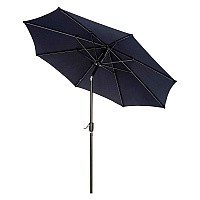 Outdoor Umbrella with Tilt Mechanism, 102" Span, 94" Long, Navy Blue Canopy, Black Handle (695328)