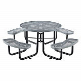 Expanded Steel Picnic Table, Round, 46" Dia x 29.5"h, Gray Top, Gray Base/Legs (277150GY)