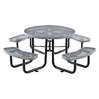 Expanded Steel Picnic Table, Round, 46" Dia x 29.5"h, Gray Top, Gray Base/Legs (277150GY)
